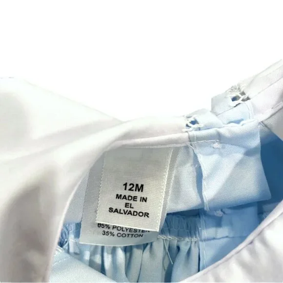 NEW Lulu Bebe 12m Blue Embroidered Collar Dress - Picture 6 of 6